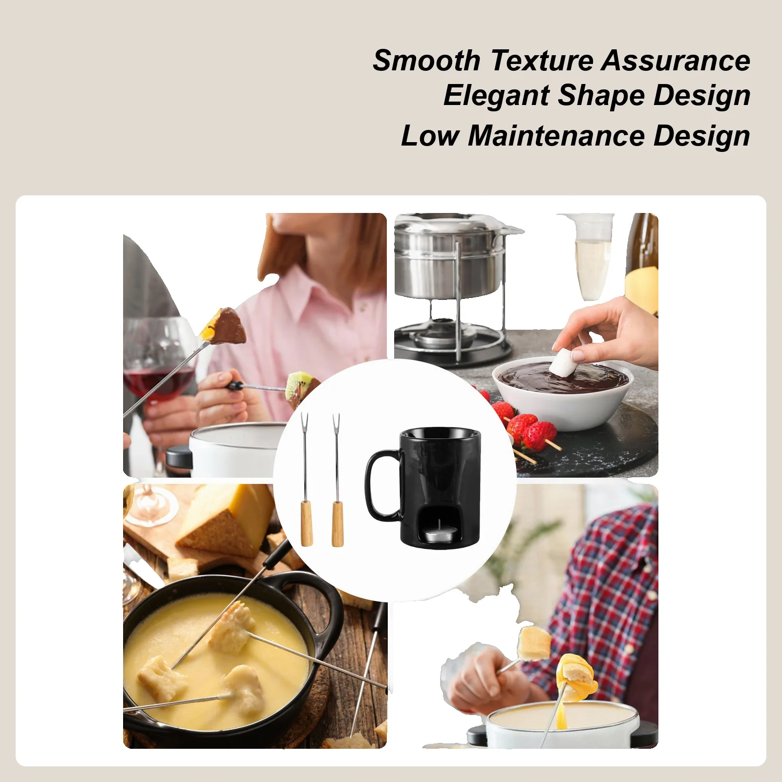 

Fondue Mug With Fork Multifunction Ceramic Desserts Fondue Pot Hot Chocolate Melting Mug For Butter Caramel Desserts Snacks