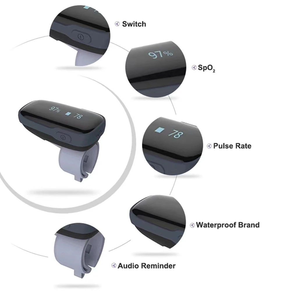 Wearable Bluetooth Oximeter, Fingertip Sleep, Continuous Monitoring Of Blood Oxygen Saturation, Sound Alarm Data Recording