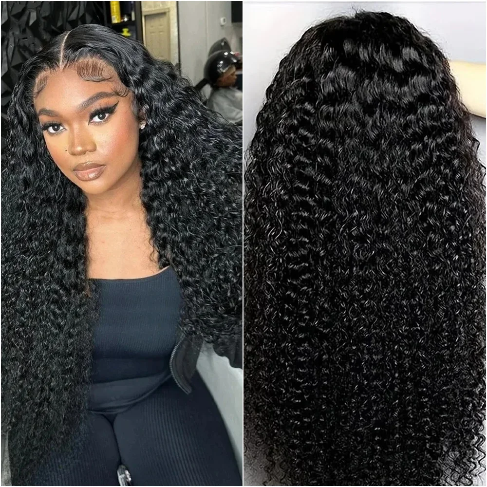 

13x6 HD Deep Wave Lace Front Human Hair Wig Brazilian Curly Transparent 360 Full Lace Frontal Wigs For Black Women 200% Density