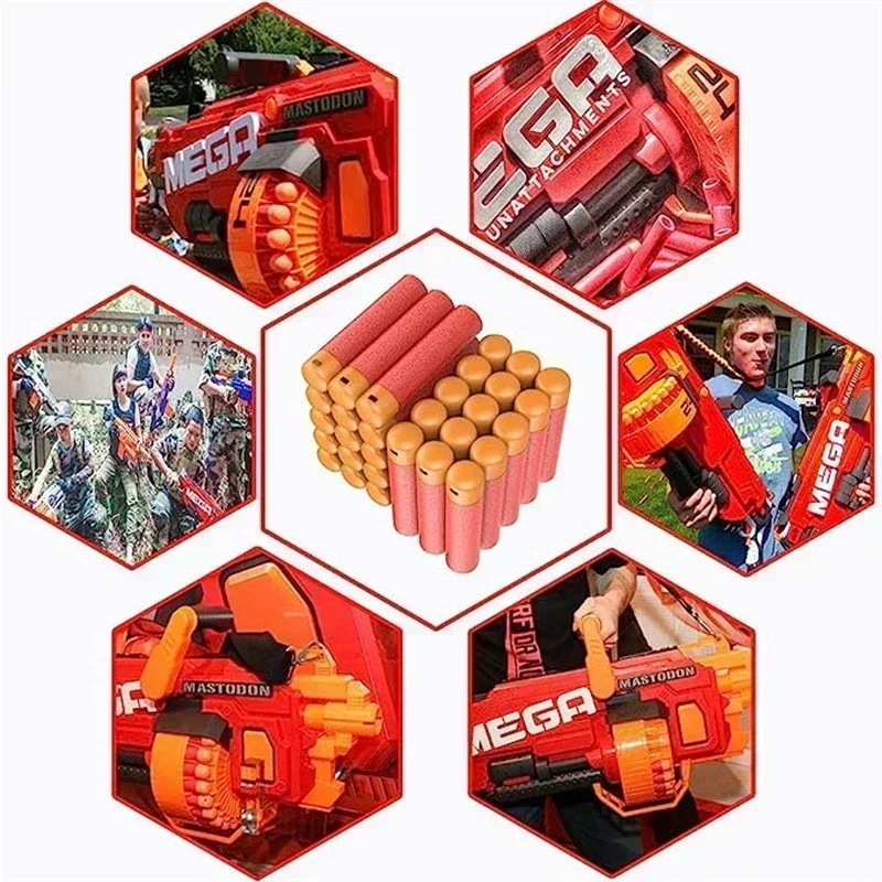 Mega Darts 60 PCS Recharge Pack Compatible Mega Bullets pour N-Strike Mega Series Blasters Toy Gun - Fléchettes en Mousse Rouge et Bleu