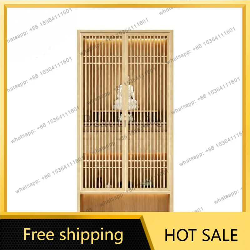 YJ Custom Song Aesthetic Solid Wood Altar Cabinet New Chinese Household Shrine Table God of Wealth Home Worship Furniture