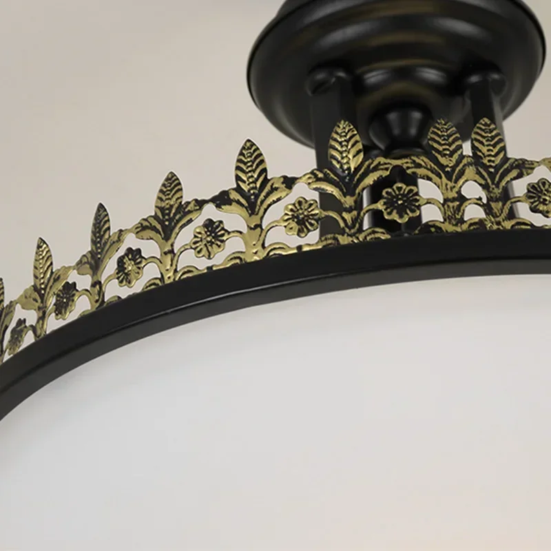 Modern American Country Led Chandelier Glass Lampshade Wrought Iron Lustre Bedroom Kitchen Lighting Living Room Ceiling Lamp Fix