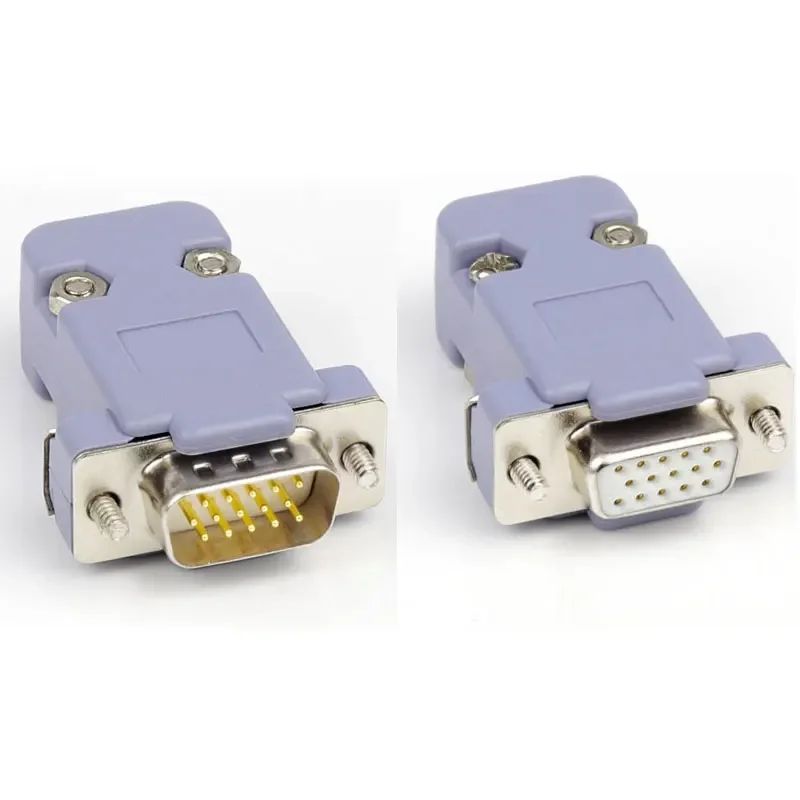 DB15 Port Connector DSUB DP15 + Plastic Housing Golden Silver Brass 3 rows of holes/pins  Female Male Plug Port Socket Adapter