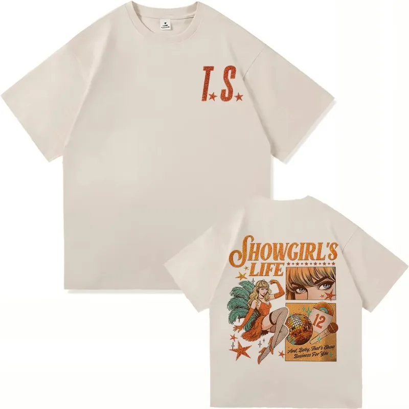 New Album The Life of A Showgirl T Shirt Fashion Men/Women Aesthetic TS12 T-Shirt Unisex High Quality Vintage Cotton Tees Shirts