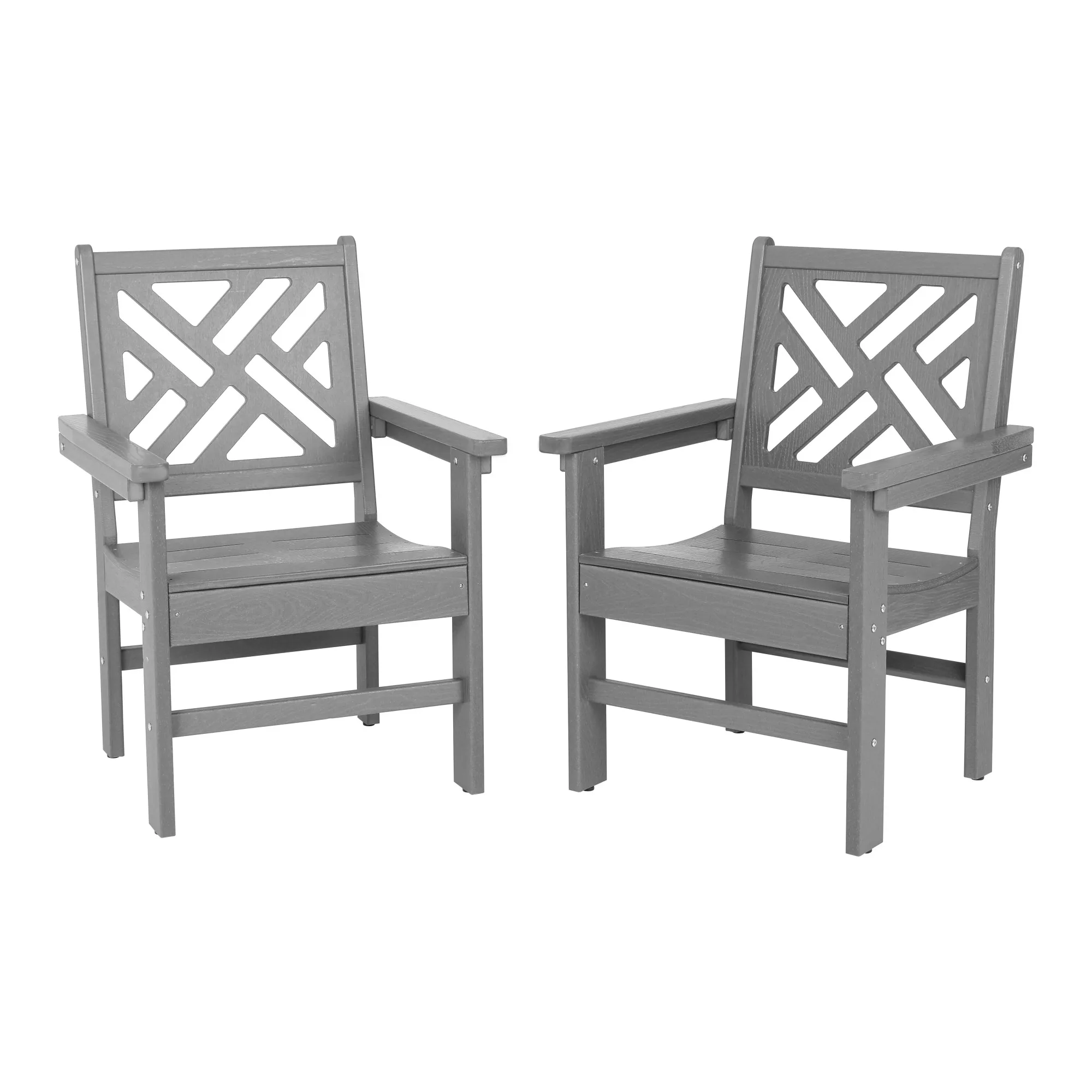 

HDPE Outdoor Dining Chairs, Set of 2, Patio Garden Chairs, Porch Chairs, Weather Resistant, Grey