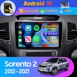 Android 16 Carplay Auto For Kia Sorento 2 II XM 2012 2013 - 2021 Car Radio Navigation 2 Din Stereo Player Video GPS Head Unit BT