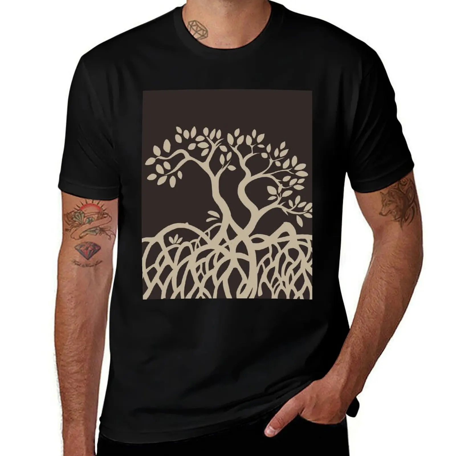 

Vector Mangrove Tree Silhouette - Beige T-Shirt t shirts for man graphic tees T-Shirt