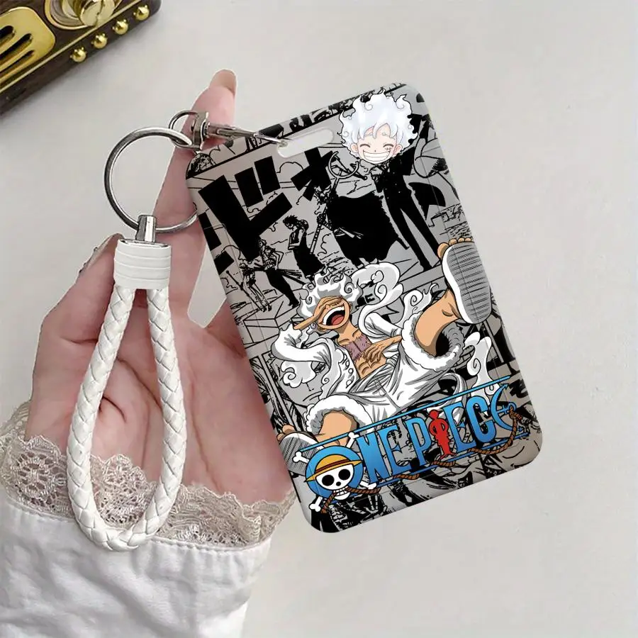 O-One Piece Luffy 5 Gear Cover Case 1Pc Card Holder Retractable Credit Card Holders Holders Child Bus with lanyard Bank ID Badge