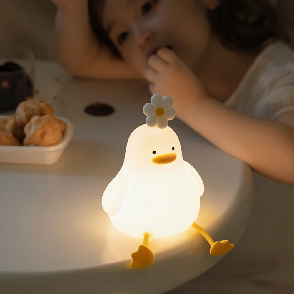 Touch Sensor Silicone Duck Light Rechargeable Pat Light Baby Sleeping Lamp Dimmable Bedside Light Timing LED Night Light