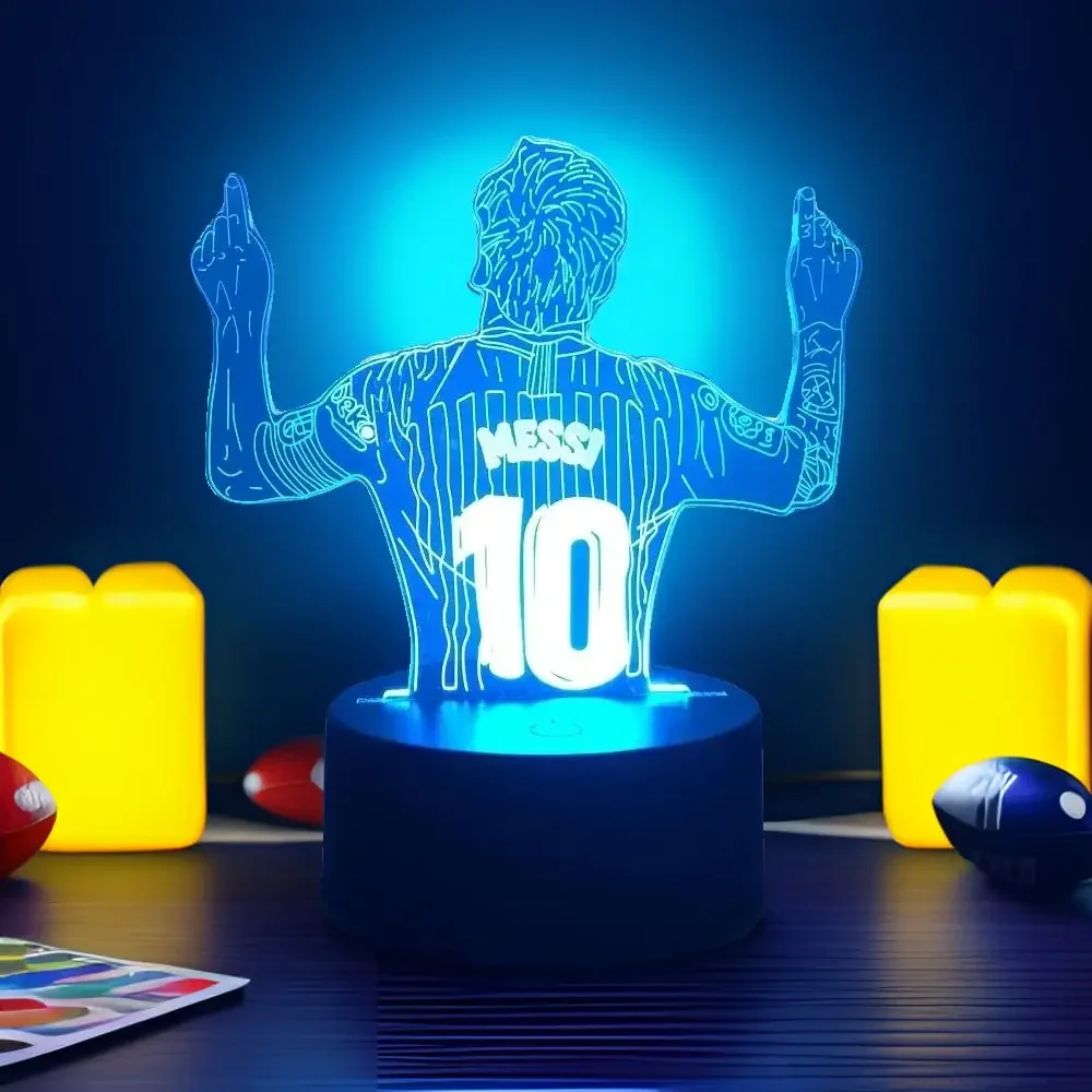 LED Night Light 3D Lamp Illusion Football Character Messi Smart Touch Child Nightlight Soccer Fans Room Decor Table Lamps Gifts