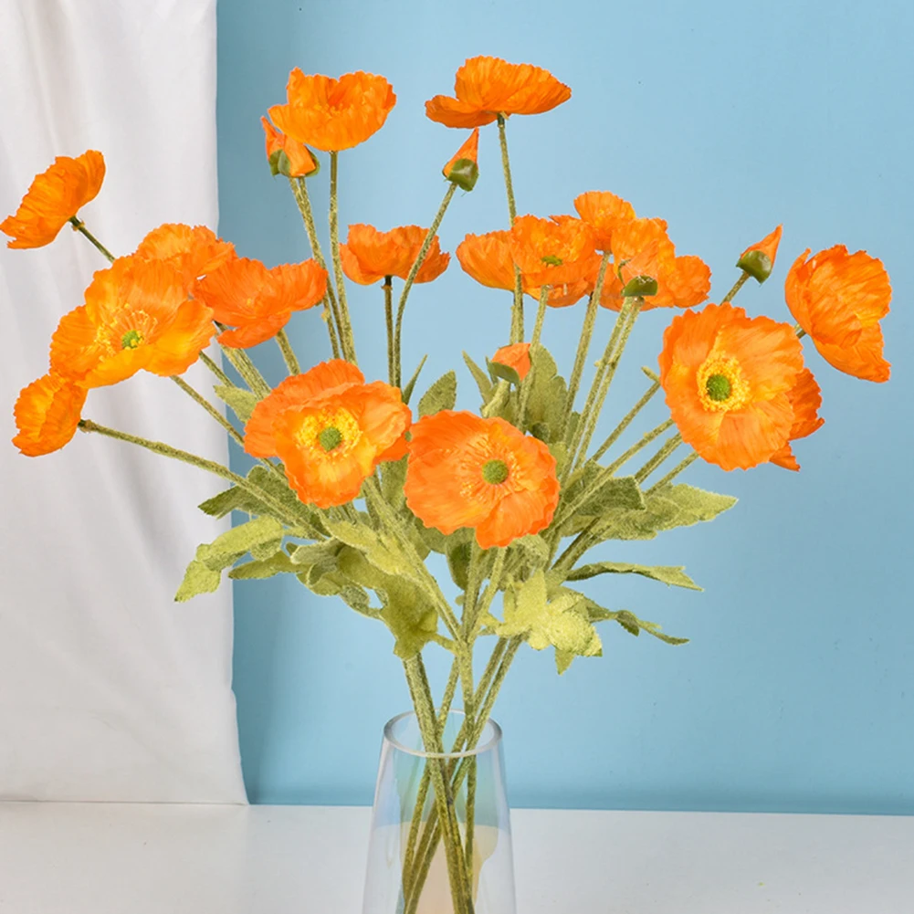 1PC 4 Heads Artificial Bouquet Simulation Poppies Fake Silk Flower For Home Wedding Party Decoration