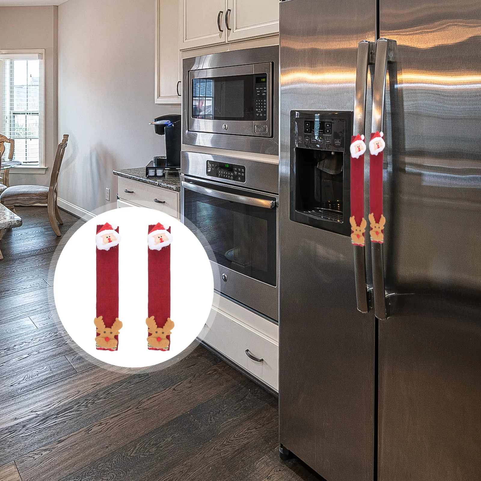 

2Pcs Refrigerator Door Handle Covers Linen Cloth Kitchen Appliance Protector Covers for Fridge Microwave Cabinet