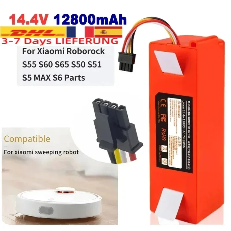 12800mAh 14.4v roborock s50 battery brr 2p4s 5200d original battery for Xiaomi Robot Roborock S50 S51 S55 T60 Accessory Spare