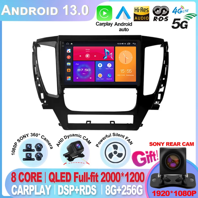 

Android 13 For Mitsubishi Pajero Montero Sport 3 2015 - 2021 Car Multimedia Radio GPS DPS QLED CarPlay 360 Panoramic Optical