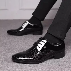 Pointed Toe Dress Plus Size Shoes Newest Italian Oxford Shoes for Men Classic Derbies Luxury Patent Leather Wedding Shoes