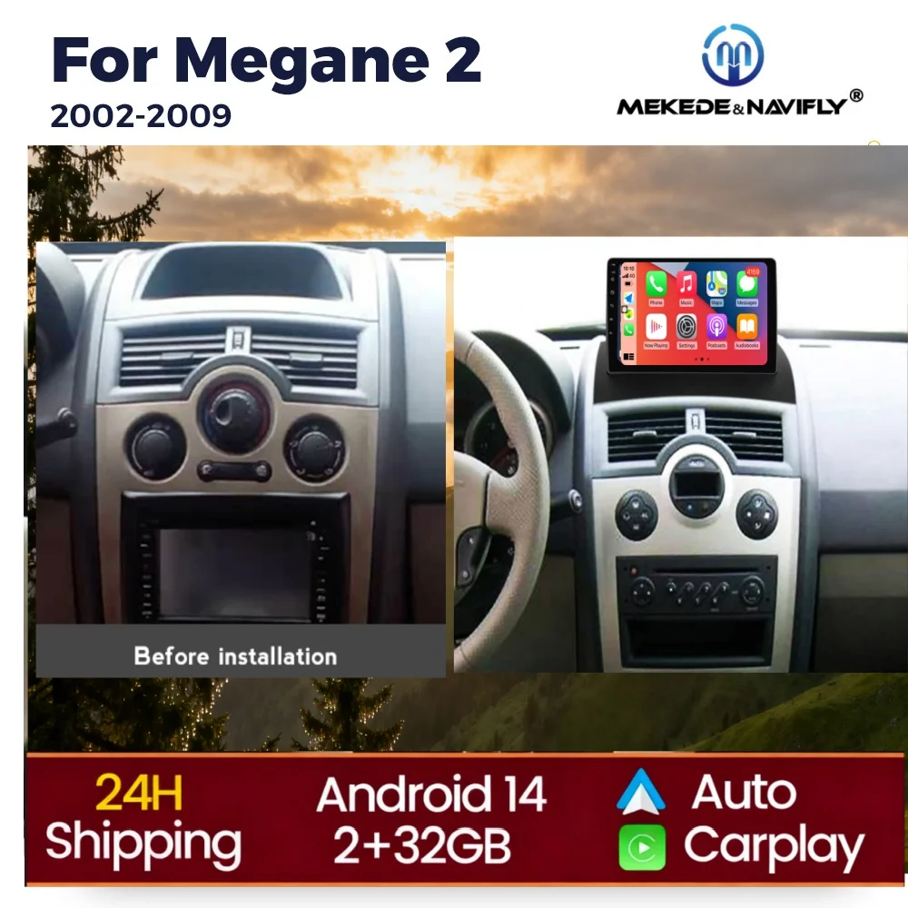 

Автомагнитола Android 14 для Renault Megane 2 2002-2009 с беспроводным CarPlay, мультимедийный плеер, стереосистема, GPS-навигация, Wi-Fi, 2 DIN головное устройство