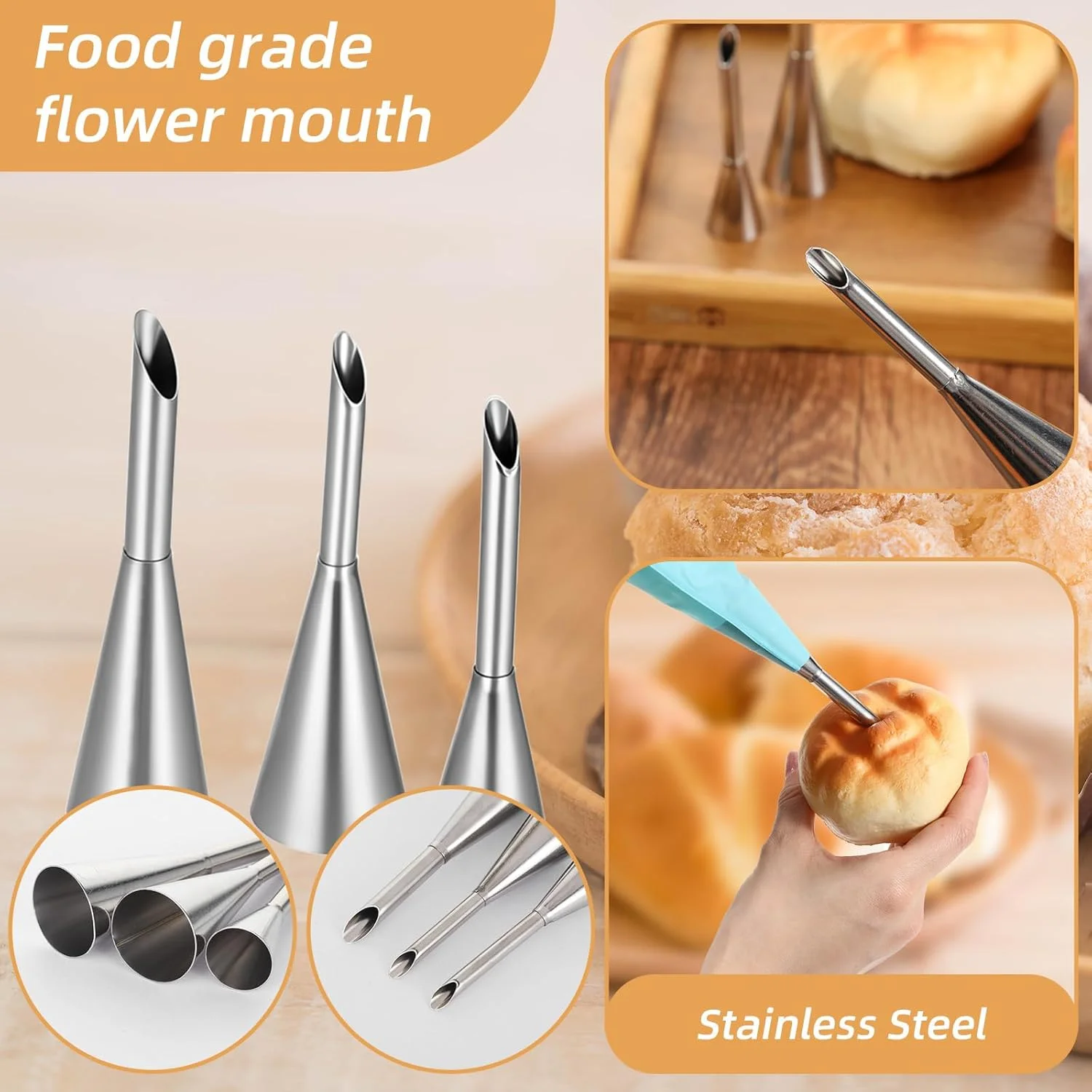 Stainless Steel Puff Pastry Piping Nozzle Cake Cupcake Cookie Cream Icing Decorating Tips Baking Baker Tool Set