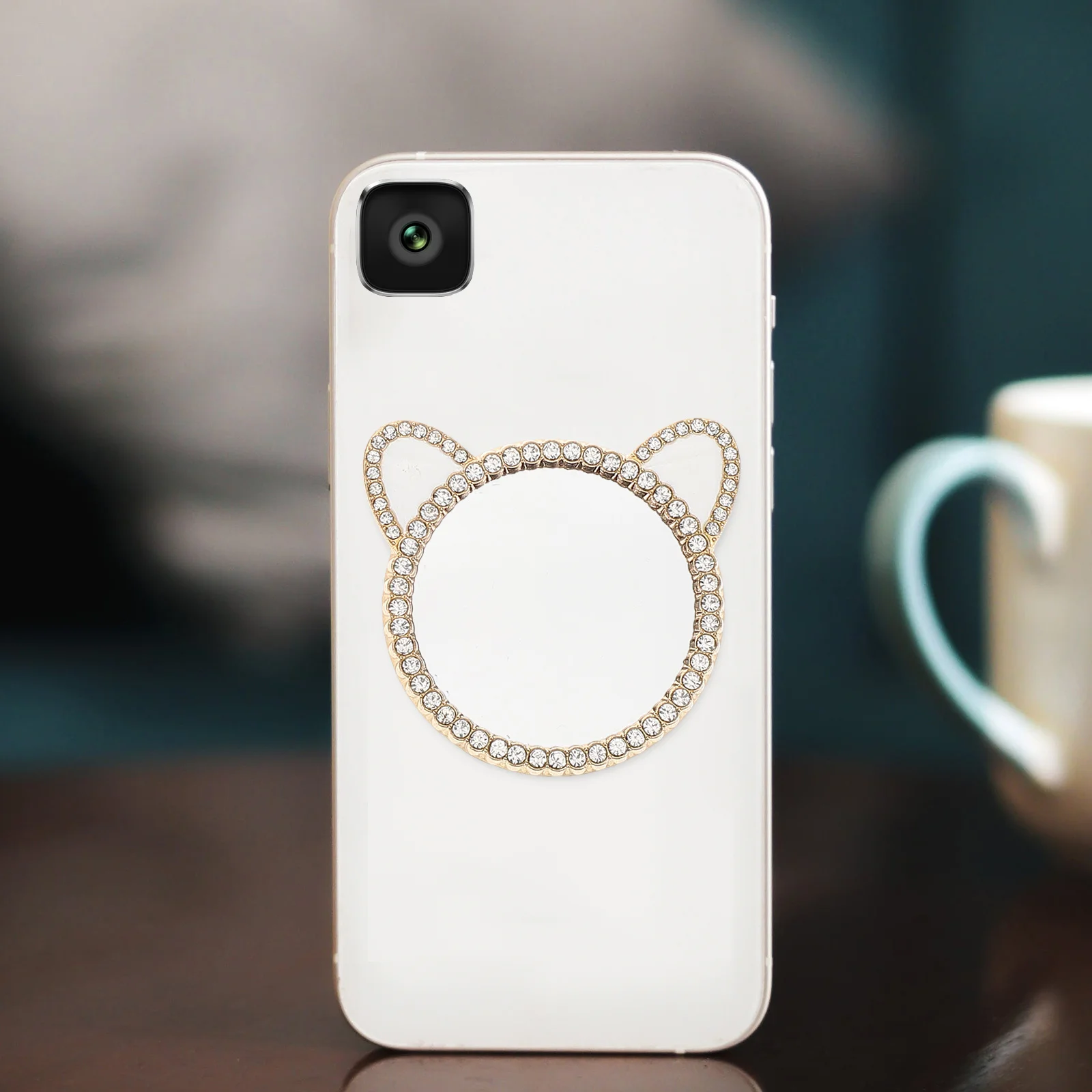 4 قطعة جراب هاتف بلينغ مرآة DIY اكسسوارات لطيف آذان الأرنب القط الزخرفية الهاتف الخليوي صورة شخصية مرآة للمكياج #5