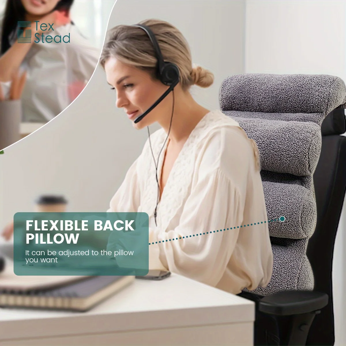 1 Pc Adjustable Lumbar Support Pillow for Office Chair Computer Desk Chair Couch Breathable Mesh Cover Back Support Pillow