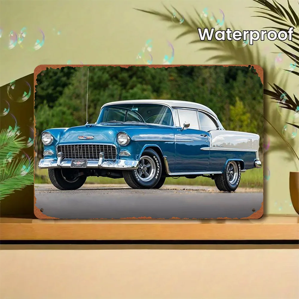 Vintage 1955 Classic Sedan Metal Sign - Classic Car Enthusiast Decorative Plaque, Multipurpose Iron Wall Hanging for Patio, Home