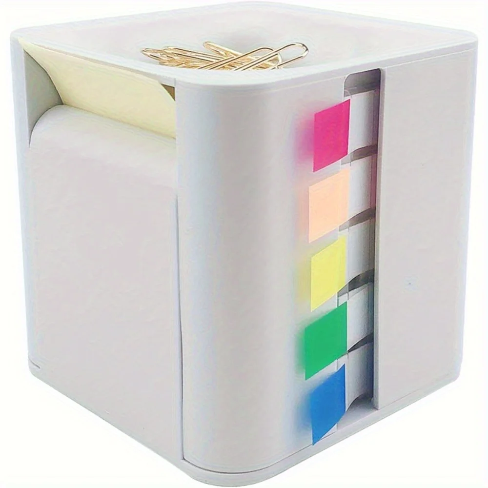 5-in-1 Desktop Note Holder, Note Dispenser with Pop-Up Sticker, Note Holder & Storage, Magnetic Paperclip Absorber Case