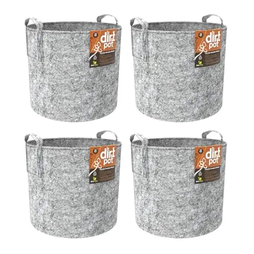 

Four 15-Gallon Air-Pruning Fabric Grow Pots With Reinforced Dual Handles For Garden Vegetables And Herbs