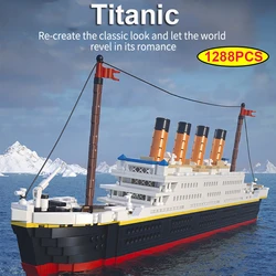 Titanic RMS Cruise Boat Ship Romance Building Blocks 3D 1288PCS Assemble Bricks Educational Model Toys Gifts For Kids Boyfriend