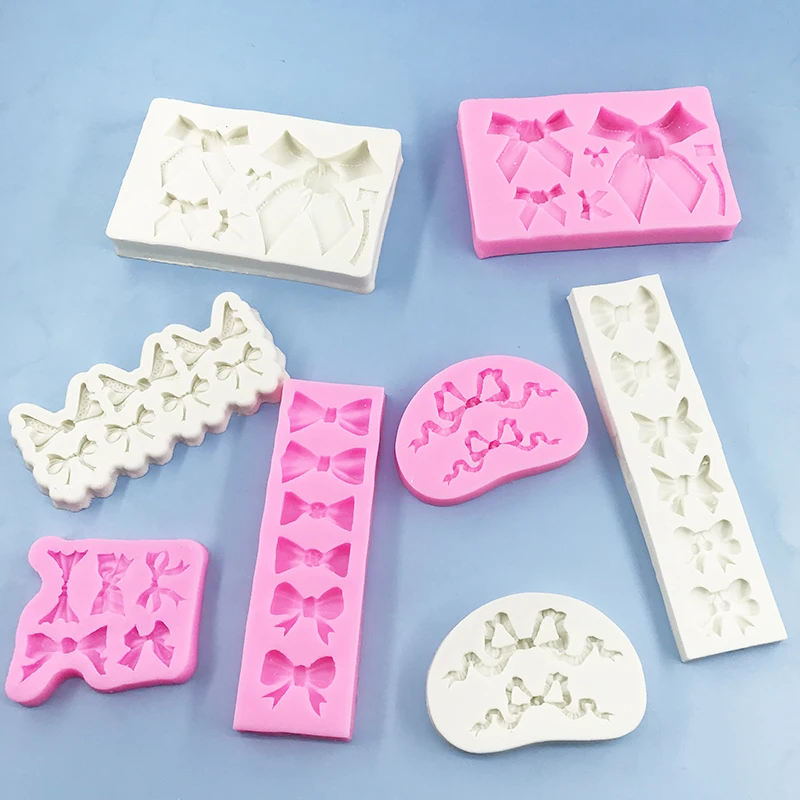 3D โบว์แม่พิมพ์ซิลิโคนอาหารวัสดุความปลอดภัย Fondant เค้กตกแต่งช็อกโกแลต Mould ขนมหวานทํา Mousse เค้กในครัวเรือนเครื่องมือ