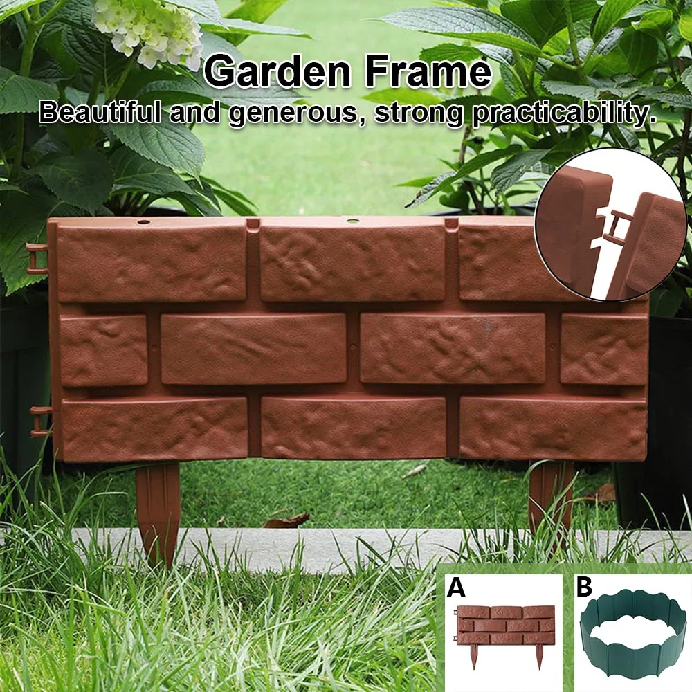 Flower Bed Edging Plastic Garden Fence DIY Brick Effect Landscaping Edging Decorative Reusable Plant Border Stone Effect Edging