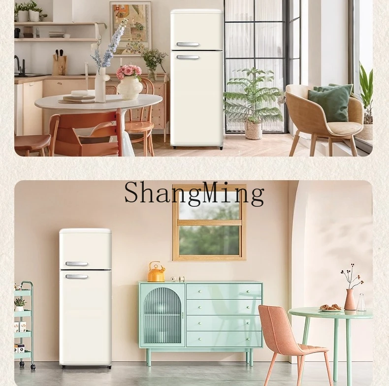 ZYY レトロ小型家庭用両開き冷蔵および冷凍一流のエネルギー効率冷蔵庫小型アパート