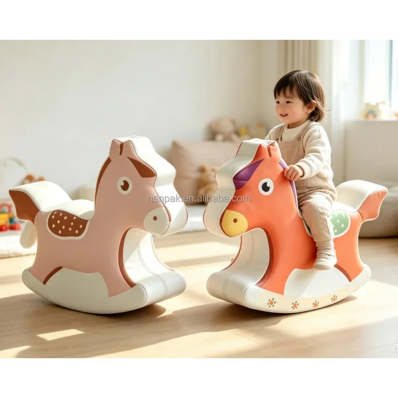 Soft Play Rocking Horse for Toddlers, Foam Animal Ride on Toy,Indoor Kids Rocker for Daycare,Nursery,Play Center & Party Rental