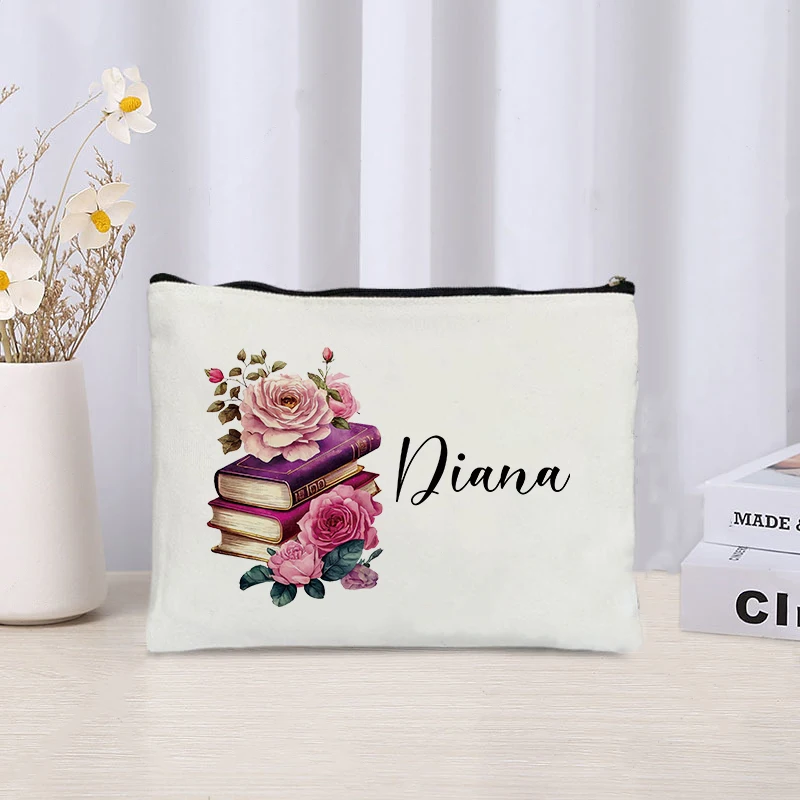 Custom Name Eco Canvas Makeup Bag Women Teacher Bridesmaid Gift Luxury Handbag Travel Storage Organizer Ladise Cosmetic Bags