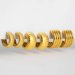 Nueva moda declaración CC forma pendientes de aro para mujer 18K chapado en oro textura de rayas pendiente ancho grueso regalos de joyería de moda