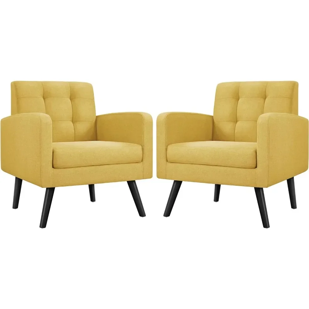 for  Chair Set of 2, Button Tufted Back and Wood Legs, Mid-Century Accent Armchair, Modern Upholstered Living Room Chair