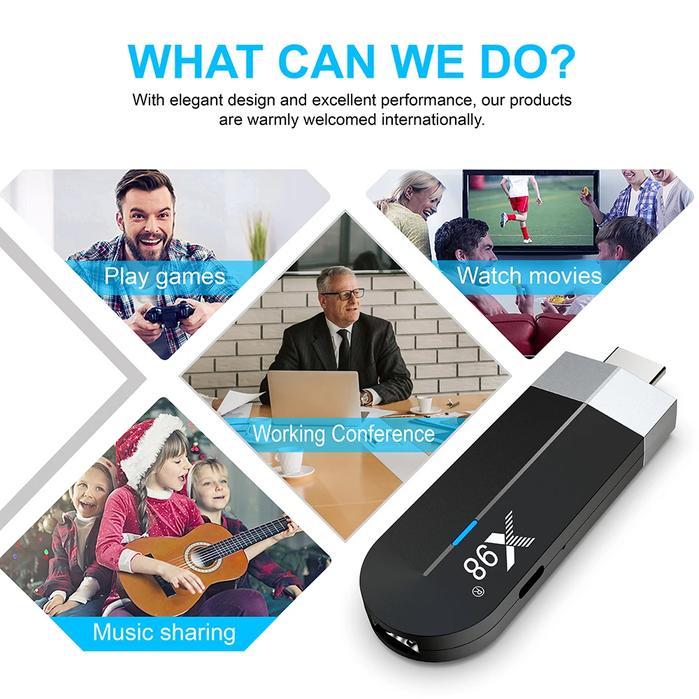 X98 TV Stick Android 11.0 TV Dongle 4GB 32GB Amlogic S905Y4 Quad Core 2.4G 5GHz Wifi BT4.X 1080P H.265 HD 4K AV1 TV Receiver New