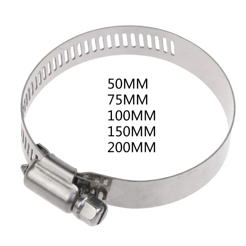 50/75/100/150/200mm Stainless Steel Hose Clamps Adjustable Gear Worm Tube Water Pipe Fixed Clip Spring Cramp 96BA