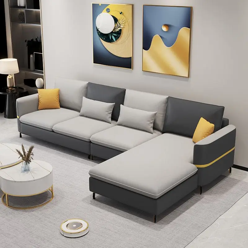 

Living room sofa modern light luxury high sense rural anti-cat scratch technology fabric size apartment straight row princess