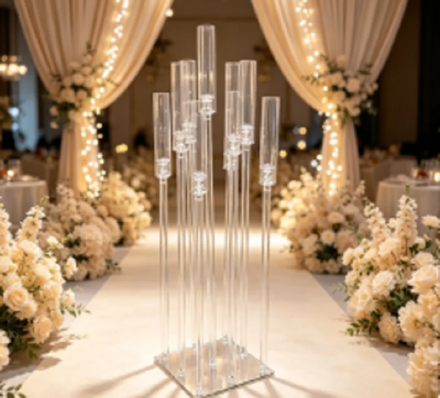 2pcs/10pcs Transparent Acrylic Candlesticks for Wedding Party Event Decoration Store Display