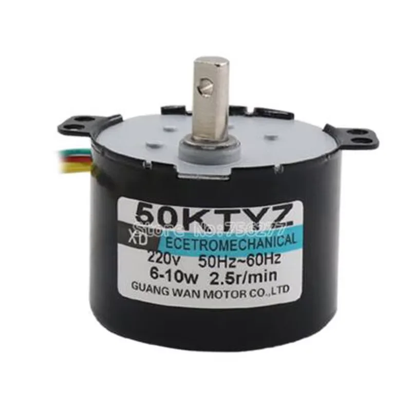 50KTYZ Permanent Magnet Synchronous Motor 220V AC 1/2.5/5/10/20/30/50rpm Motor Positive Negative Gear Reduction Micro Motor