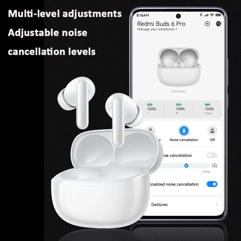Xiaomi Redmi buds 6 pro headphonebuilt-in dimensional audio Hi-Res audio up to 55 dB active noise cancellation wireless earphone