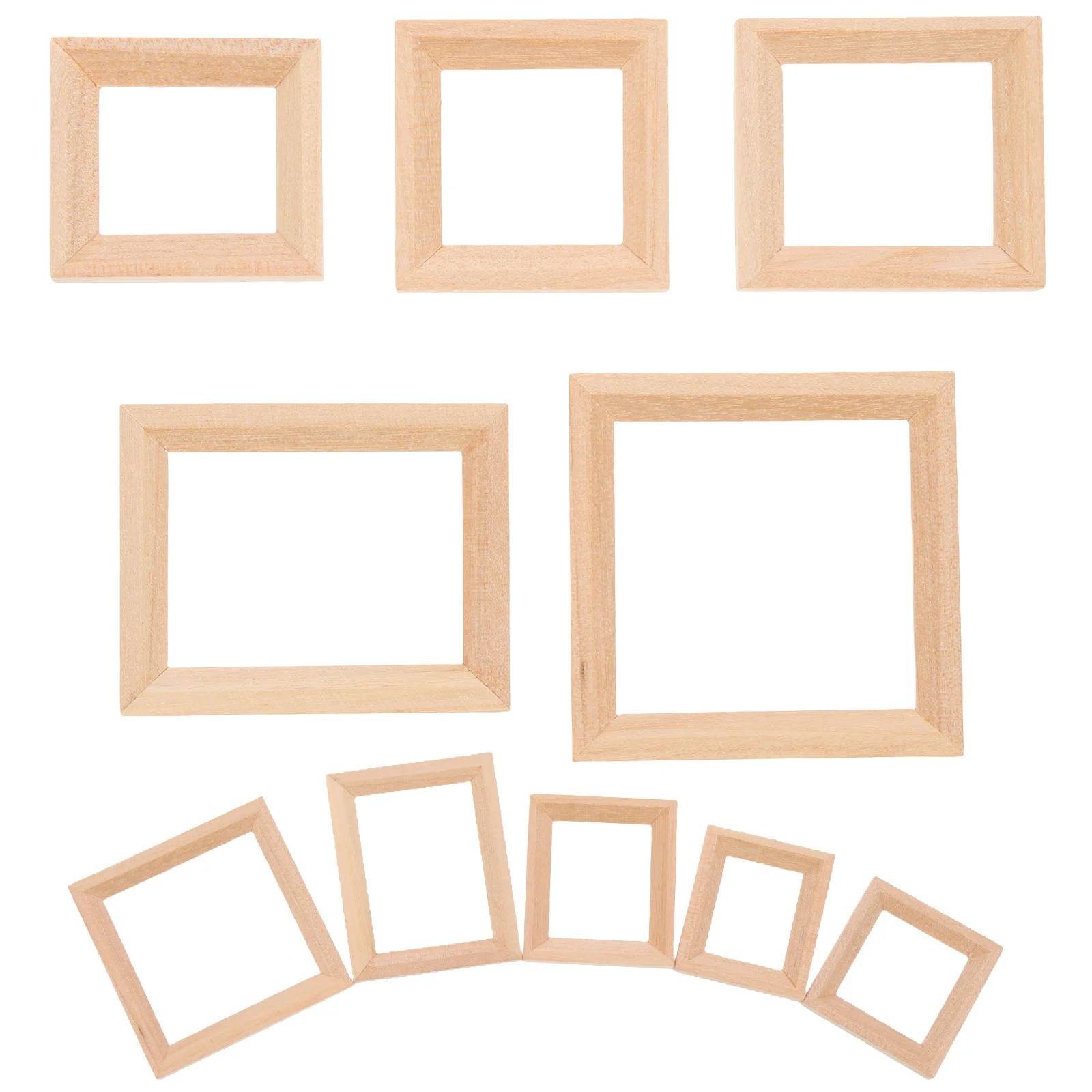 

10 Pcs Solid Wood Frame Mini Photo Model Dollhouse Wooden Picture Frames Decor Baby