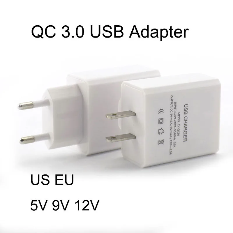 Quick Charging Adapter QC 3.0 Wall Charger 5V 9V 12V 18W 1 Port For Smartphone Qualcomm Fast Rapid Home C3