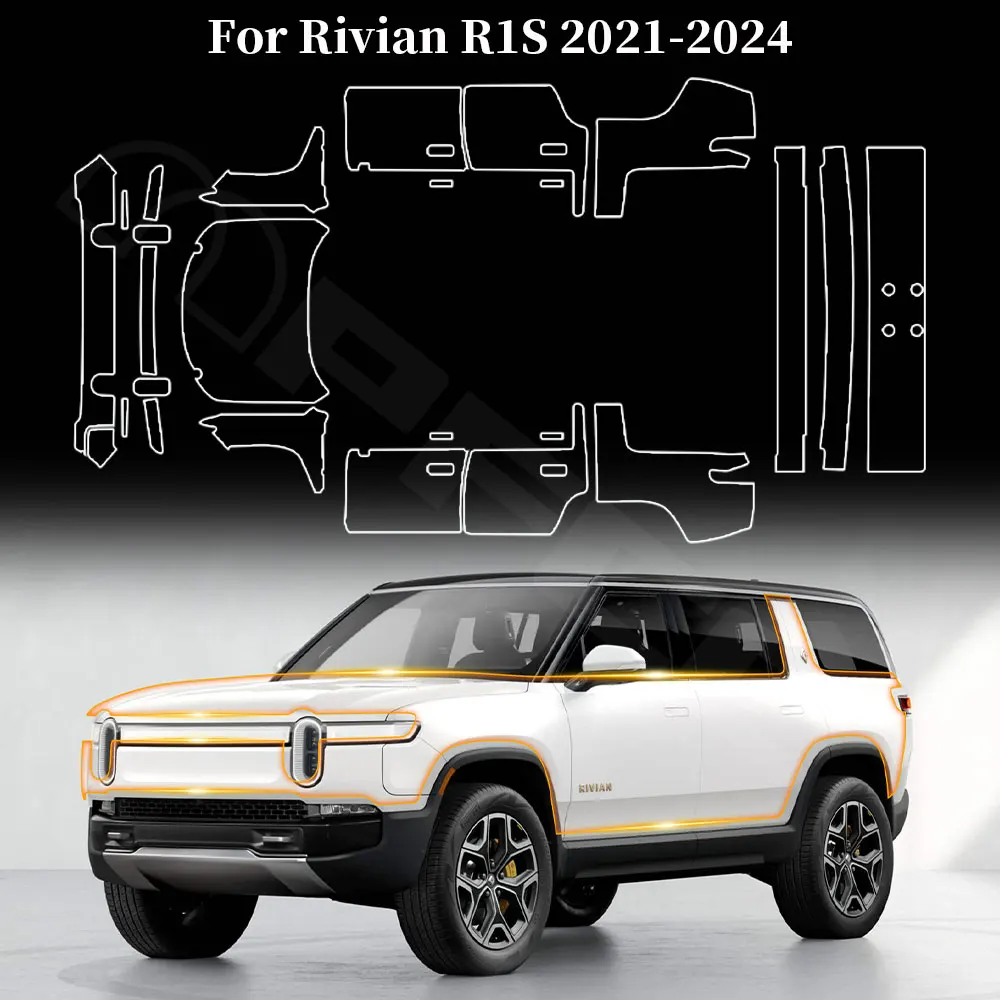 

For Rivian R1S 2021 2022 2023 2024 2025 Pre-Cut Paint Protection Film Car Clear Kit PPF TPU Transparent Body Sticker Styling