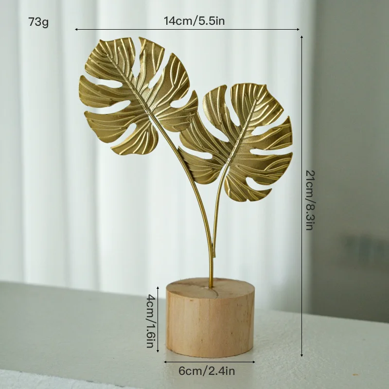 

1pcs Golden Ginkgo Leaf Feather Metal Model Figurines Manual Desktop Crafts Ornaments Photo Props Statues Sculptures Home Decor