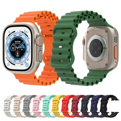 Silicone Strap For Apple Watch Ultra 1 2 band 49mm 45mm 44mm 42mm 1:1 Original Ocean belt iWatch Series 9 8 7 6 5 4 3 2 1 bands