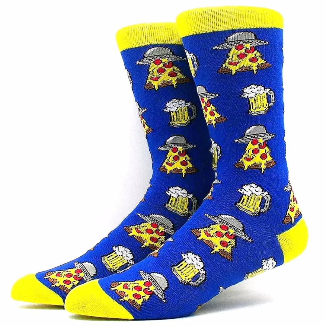 زوج واحد من الجوارب الرجالية المطبوعة لمنتصف الساق، شارع عصري، يرتدي لجميع المواسم