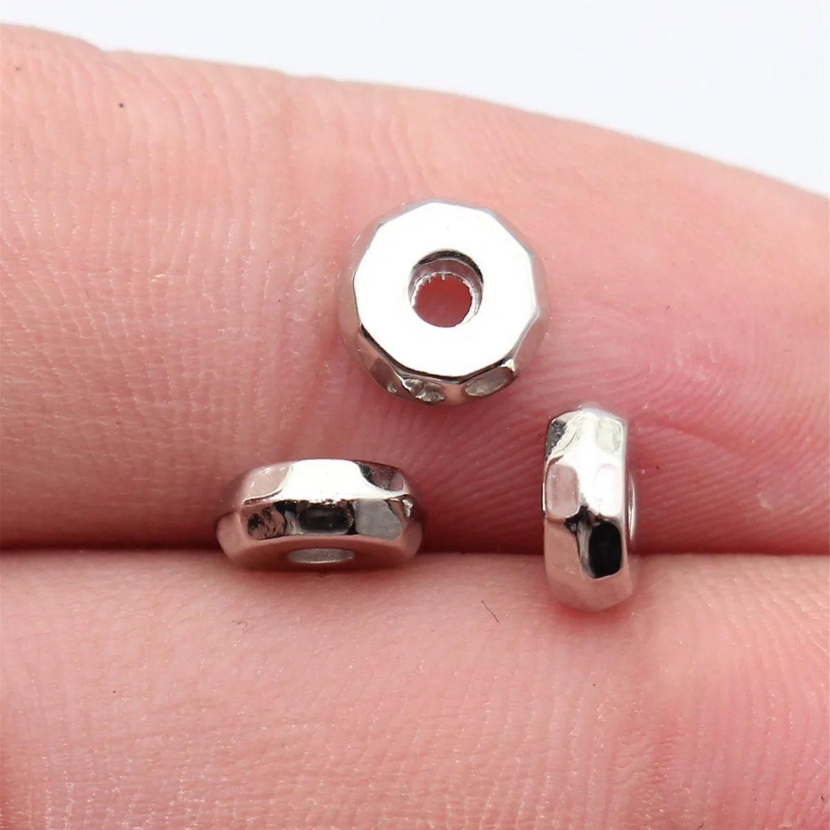 20pcs 7.9x7.9x3mm 2 Colors KC Gold Color Rhodium Color Section Round Spacer Beads Jewelry Making Accessories DIY