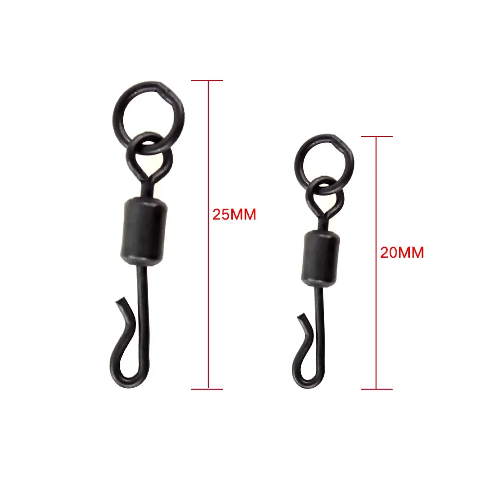Hirisi AE007S 100Pcs Long Body Q-Shaped Swivel Snaps With Solid Ring AntiCorrosion Carp Rig Terminal Connector Fishing Accessory