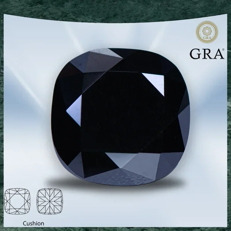 

Moissanite Stone Cushion Cut Naturally Black Color VVS1 with GRA Certificate for Gemstone Charms Top Jewelry Making Materials