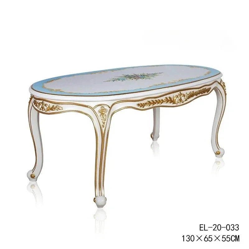 

N French Retro Romantic Art Hand-Painting Coffee Table European Luxury Solid Wood Living Room Sofa Side Table